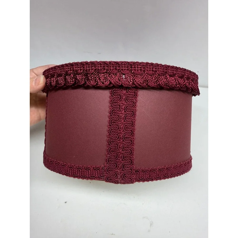 Vintage Glynda Turley 1993 Fruit Motif Decorative Hat Box Burgundy Tassel Oval